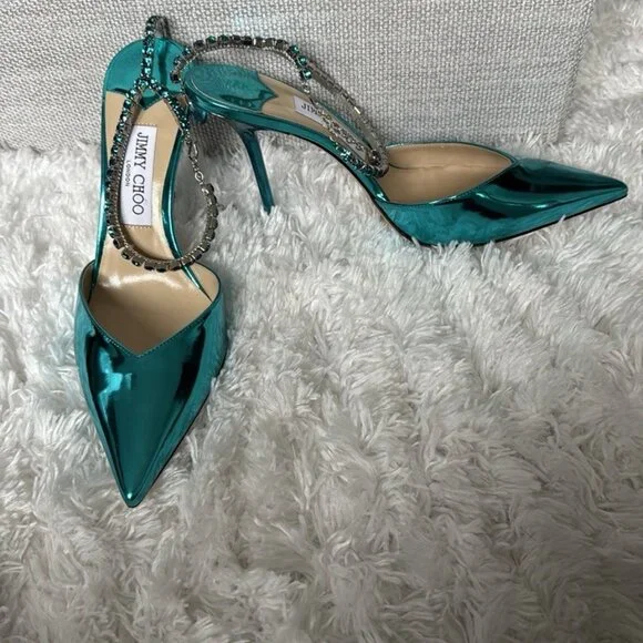 Jimmy Choo Teal Stiletto Heels - Picture 3 of 10